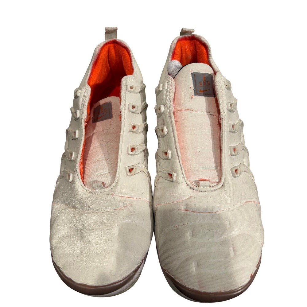 Nike‎ Air VaporMax Plus Men's Size 12 White Orange Low Top Sneakers 924453-101